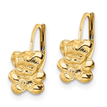 14K Madi K Polished Teddy Bear Childrens Leverback Earrings — alternate view