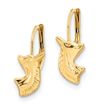 14K Madi K Polished Left and Right Horse Leverback Earrings — alternate view
