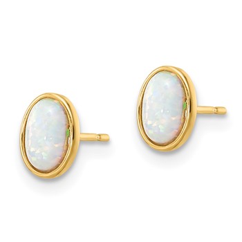 14k Madi K Oval Lab Created Opal Post Earrings — alternate view