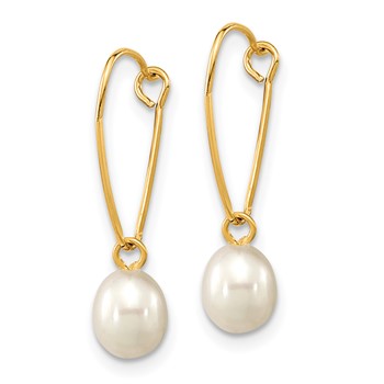 14k Madi K 6-7mm White Rice Freshwater Cultured Pearl Dangle Earrings — alternate view
