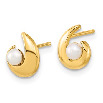 14K Madi K Polished 3-3.5mm Button Freshwater Cultured Pearl Post Earrings — alternate view