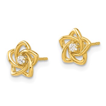 14k Madi K Polished CZ Flower Childrens Post Earrings — alternate view