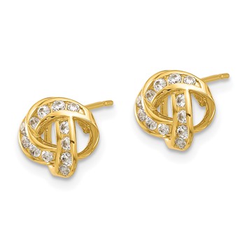 14k Madi K Polished CZ Love Knot Childrens Post Earrings — alternate view