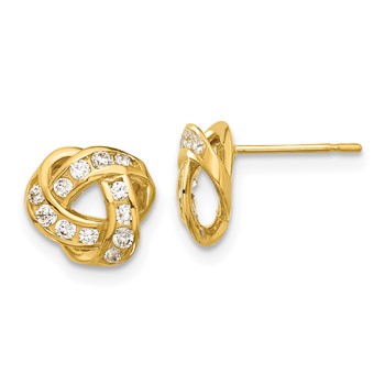 14k Madi K Polished CZ Love Knot Childrens Post Earrings