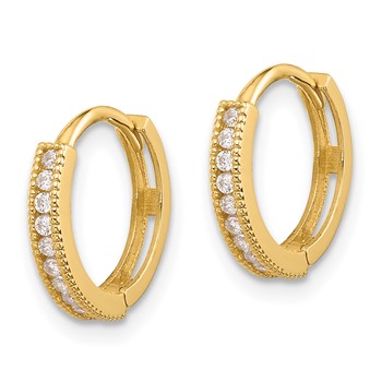 14k Madi K Polished CZ 2x12mm Hinged Hoop Earrings — alternate view