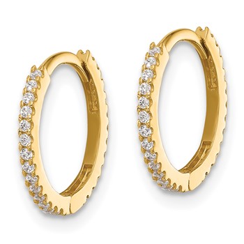 14k Madi K Polished CZ 1.25x14mm Hinged Hoop Earrings — alternate view
