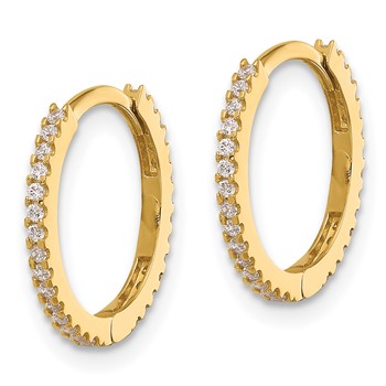 14k Madi K Polished CZ 1.25x15mm Hinged Hoop Earrings — alternate view