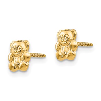 14k Madi K Polished Teddy Bear Childrens Screwback Post Earrings — alternate view