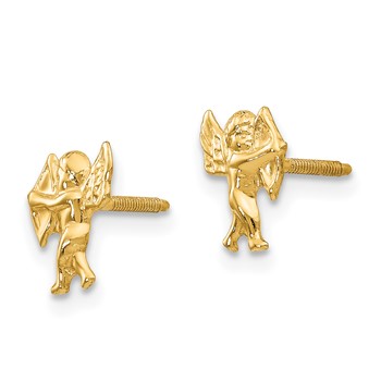 14k Madi K Polished Cupid Childrens Screwback Earrings — alternate view