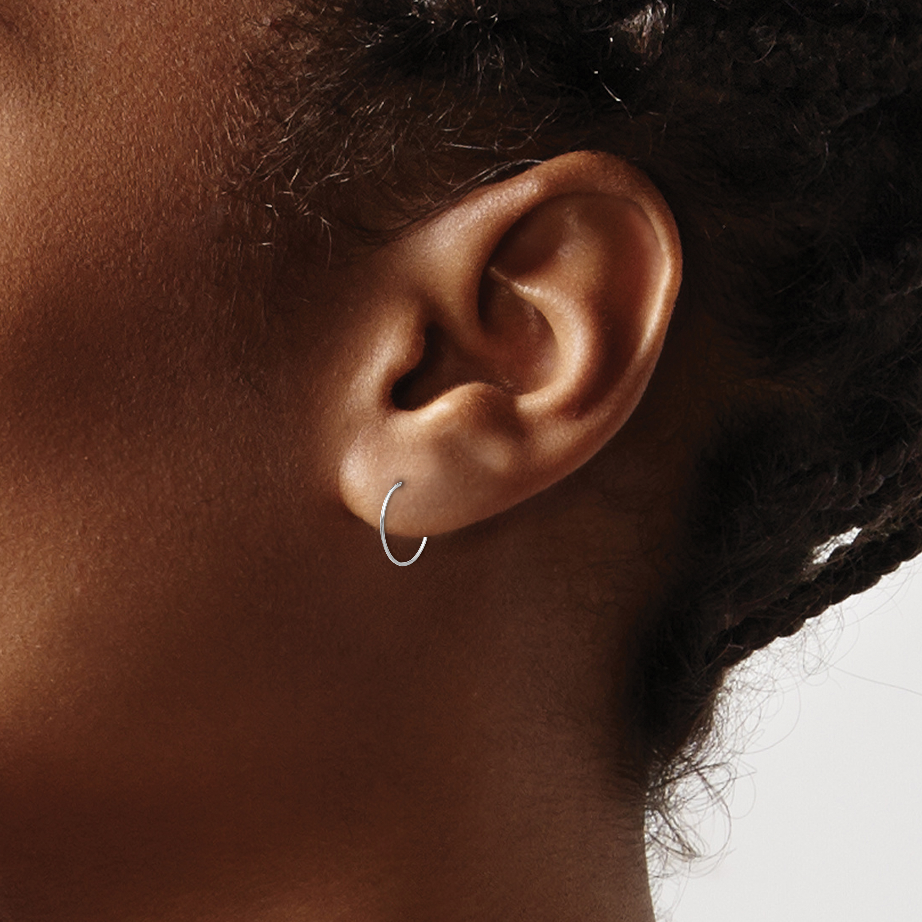 Madi K Endless Hoop Earrings Real 14k White Gold 9mm Women's product image view 3