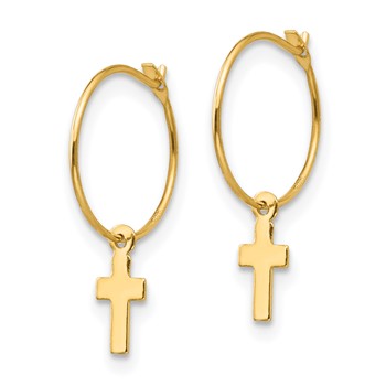 14k Madi K Endless Hoop with Small Cross Dangle Childrens Earrings — alternate view