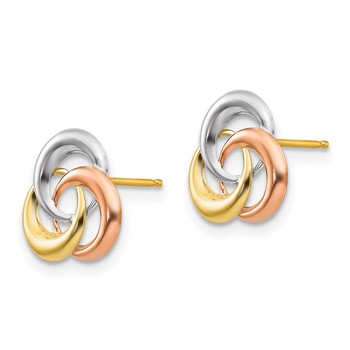 14k Tri-color Madi K 3-Circle Post Earrings — alternate view