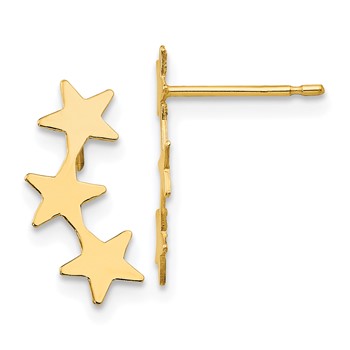 14k Madi K Polished 3-Star Childrens Post Earrings