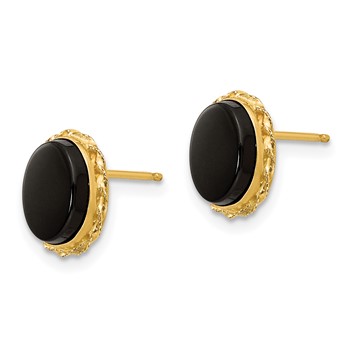 14k Madi K Bezel Oval Onyx Earrings — alternate view