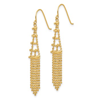 14K Fringe Beaded Dangle French Hook Earrings — alternate view