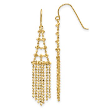 14K Fringe Beaded Dangle French Hook Earrings