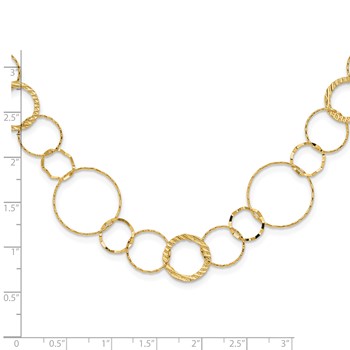 14K Polished Diamond-cut and Textured Circles 18 inch Necklace — alternate view