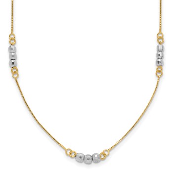 14K Two-Tone Mirror Beaded 18 inch Station Necklace