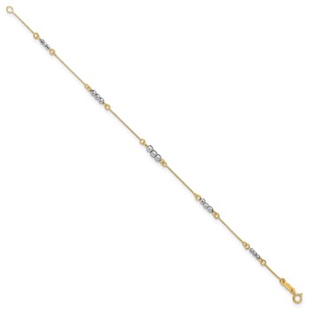 14K Two-Tone Mirror Beaded 7.25 inch Bracelet — alternate view