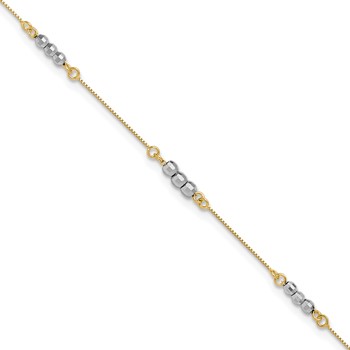14K Two-Tone Mirror Beaded 7.25 inch Bracelet