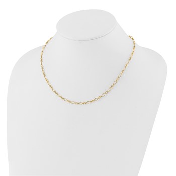 14k Polished 3mm Fancy Oval and Round Link 18 inch Necklace — alternate view