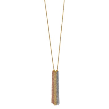 14k Tri-color Dangle Chain 16 inch Necklace Plus 2 inch Extender — alternate view