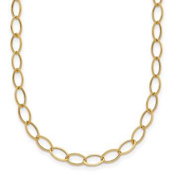 14k Polished 4mm Fancy Oval Link 18 inch Necklace