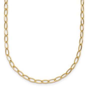 14k Polished 2.5mm Fancy Oval Link 18 inch Necklace