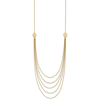 14K 5-Layer Ropa Chain Bib with Textured Side Circles 18 inch Necklace — alternate view