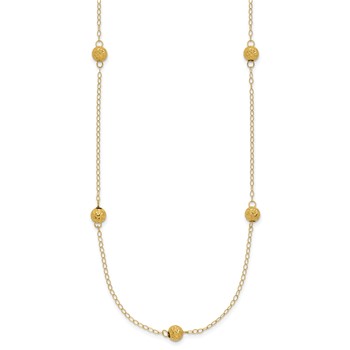 14k Polished Textured Beads 7-Station 18 inch Necklace — alternate view