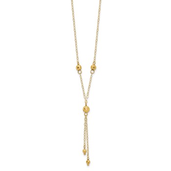 14k Diamond-cut Bead 16 inch Lariat Necklace Plus 2 inch Extension — alternate view