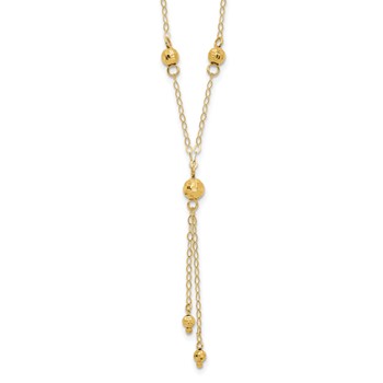 14k Diamond-cut Bead 16 inch Lariat Necklace Plus 2 inch Extension