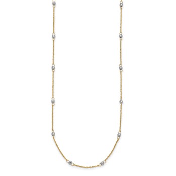 14K Two-tone Ropa Chain and Mirror Beads 16 inch Station Necklace Plus 2 inch Extender — alternate view