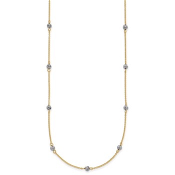 14K Two-tone Diamond-cut Beads 16 inch Station Necklace Plus 2 inch Extender — alternate view