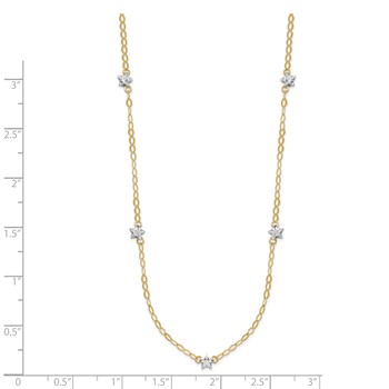 14K Two-tone Diamond-cut Stars with Oval Chain 16 inch Station Necklace Plus 2 inch Extender — alternate view