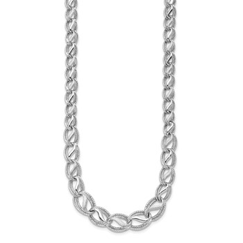 14K White Gold Polished Satin Diamond-cut Graduated 17 inch Necklace — alternate view