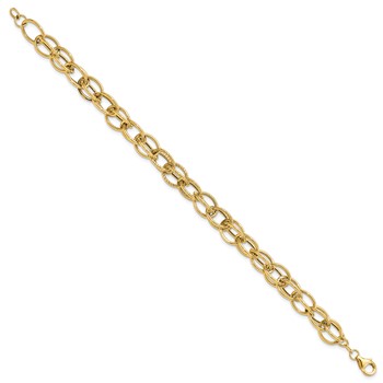 14k Gold Polished Textured Fancy Link Bracelet — alternate view