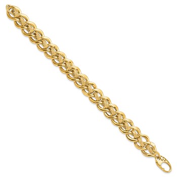 14k Polished and Textured 15mm Fancy Link 8 inch Bracelet — alternate view