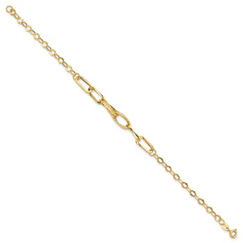 14k Polished Textured Fancy Link 7.75 inch Bracelet — alternate view