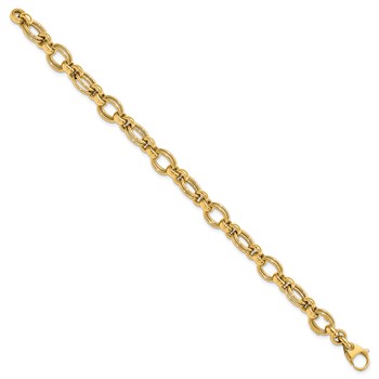14k Polished 7mm Fancy Double Link 7.5 inch Bracelet — alternate view