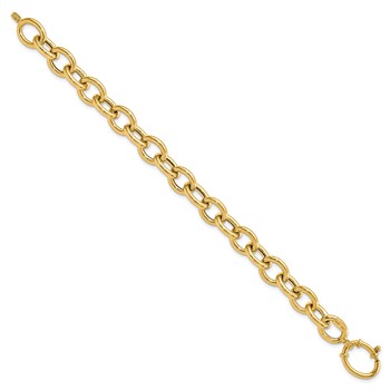 14k Polished 11mm Fancy Oval Cable Link 7.5 inch Bracelet — alternate view