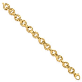 14K Polished 11mm Fancy Double Link Cable 8 inch Bracelet — alternate view