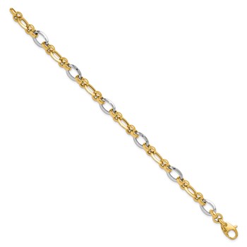 14K Two-tone Polished 8.2mm Fancy Link 7.75 inch Bracelet — alternate view