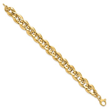 14k Polished 11.4mm Fancy Link 7.5 inch Bracelet — alternate view