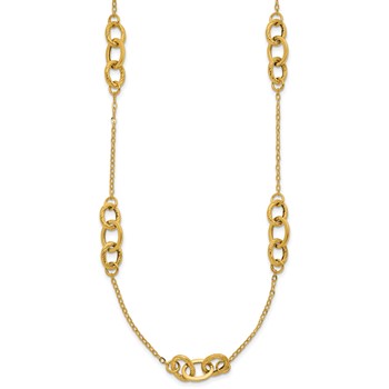 14k Polished Fancy Linked Ovals 5-Station 18 inch Necklace — alternate view