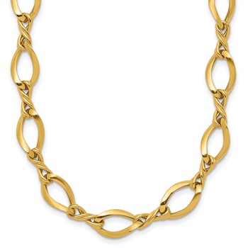 14k Fancy Oval and Twisted Link 18 inch Necklace
