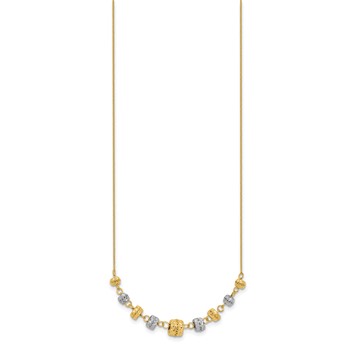 14k Two-tone Polished Diamond-cut Graduated Barrel Beads 18 inch Necklace — alternate view