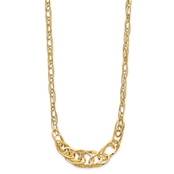 14k Yellow Gold Textured Fancy Link 18 inch Necklace — alternate view