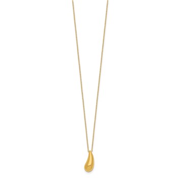 14k Polished Puffed Teardrop Pendant 18 inch Necklace — alternate view