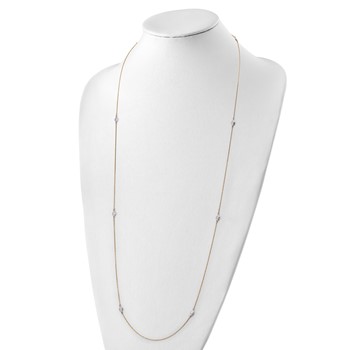 14k Two-tone Polished and Textured Circles Necklace — alternate view